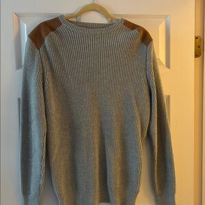J. Crew Gray Sweater with Brown Shoulder Accents